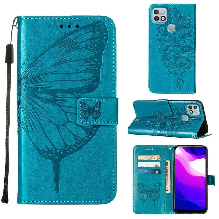 For Infinix Hot 10i / Smart 5 Pro Embossed Butterfly Leather Phone Case(Blue) - Infinix Cases by buy2fix | Online Shopping UK | buy2fix