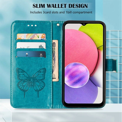 For Infinix Hot 10i / Smart 5 Pro Embossed Butterfly Leather Phone Case(Blue) - Infinix Cases by buy2fix | Online Shopping UK | buy2fix