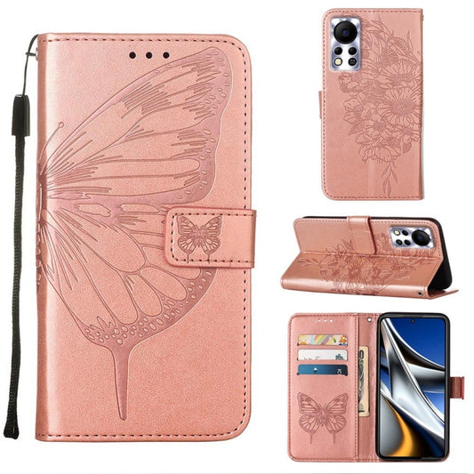 For Infinix Hot 11s NFC Embossed Butterfly Leather Phone Case(Rose Gold) - Infinix Cases by buy2fix | Online Shopping UK | buy2fix