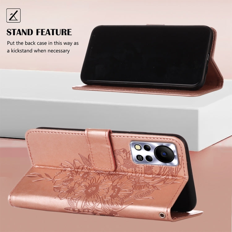 For Infinix Hot 11s NFC Embossed Butterfly Leather Phone Case(Rose Gold) - Infinix Cases by buy2fix | Online Shopping UK | buy2fix