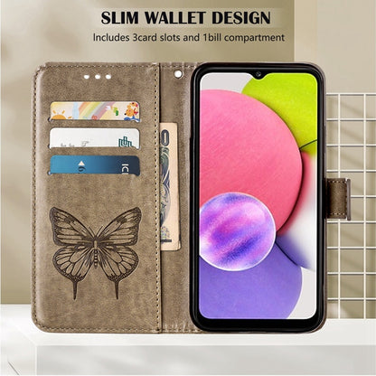 For Infinix Smart 6 Embossed Butterfly Leather Phone Case(Grey) - Infinix Cases by buy2fix | Online Shopping UK | buy2fix