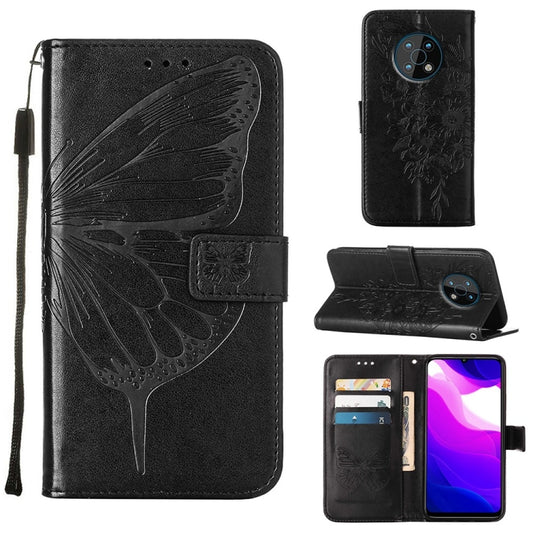 For Nokia G50 Embossed Butterfly Leather Phone Case(Black) - Nokia Cases by buy2fix | Online Shopping UK | buy2fix