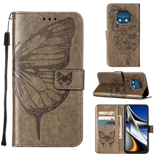 For Nokia XR20 Embossed Butterfly Leather Phone Case(Grey) - Nokia Cases by buy2fix | Online Shopping UK | buy2fix