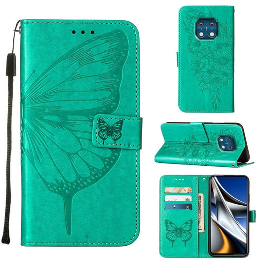 For Nokia XR20 Embossed Butterfly Leather Phone Case(Green) - Nokia Cases by buy2fix | Online Shopping UK | buy2fix