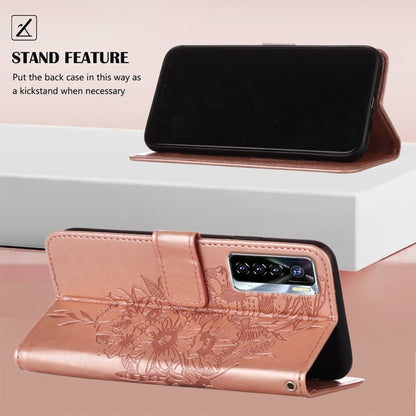 For Tecno Camon 17 Pro Embossed Butterfly Leather Phone Case(Rose Gold) by buy2fix