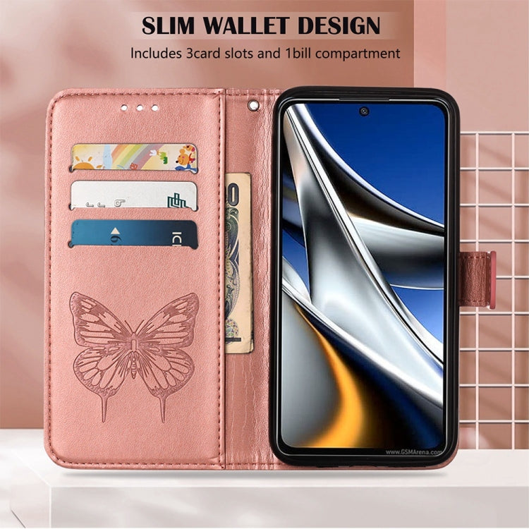 For Tecno Camon 17 Pro Embossed Butterfly Leather Phone Case(Rose Gold) by buy2fix