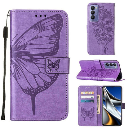 For Tecno Camon 18P / 18 Embossed Butterfly Leather Phone Case(Light Purple) by buy2fix