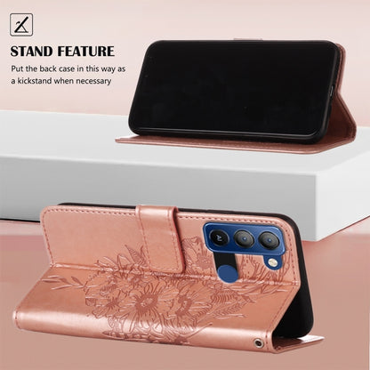 For Tecno Pop 5 LTE Embossed Butterfly Leather Phone Case(Rose Gold) by buy2fix