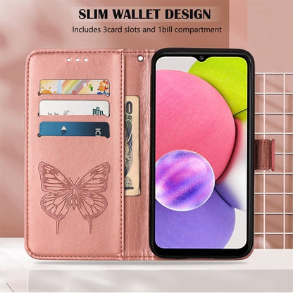 For Tecno Pop 5 LTE Embossed Butterfly Leather Phone Case(Rose Gold) by buy2fix