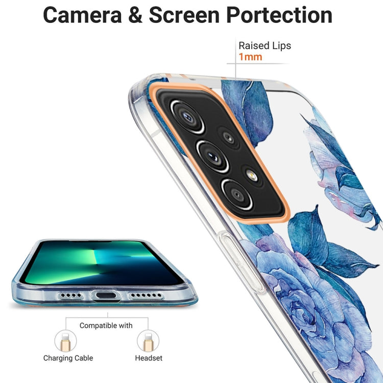 For Samsung Galaxy A52 5G / 4G Ring IMD Flowers TPU Phone Case(Blue Peony) by buy2fix