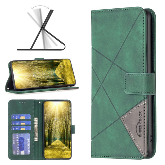 For Infinix Smart 6 Magnetic Buckle Rhombus Texture Leather Phone Case(Green) - Infinix Cases by buy2fix | Online Shopping UK | buy2fix