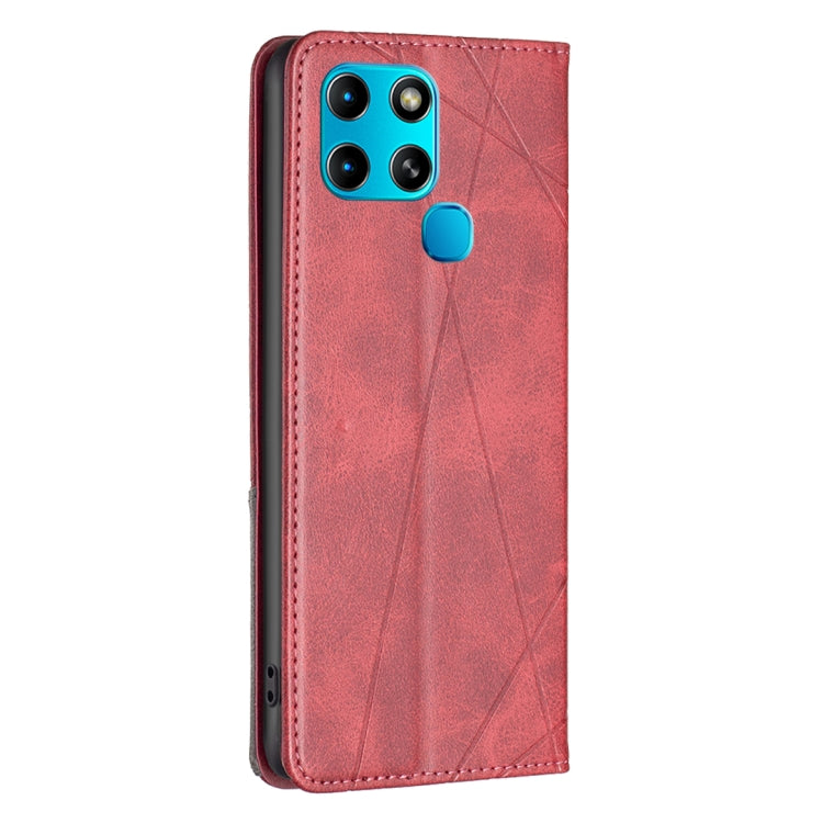 For Infinix Smart 6 Rhombus Texture Magnetic Leather Phone Case(Red) - Infinix Cases by buy2fix | Online Shopping UK | buy2fix