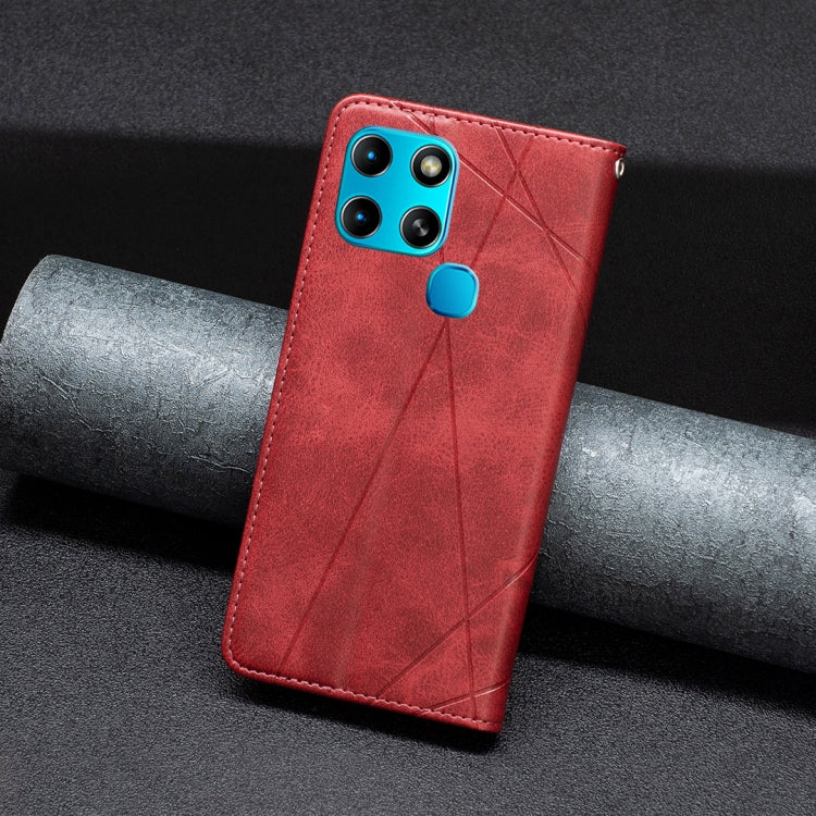 For Infinix Smart 6 Rhombus Texture Magnetic Leather Phone Case(Red) - Infinix Cases by buy2fix | Online Shopping UK | buy2fix
