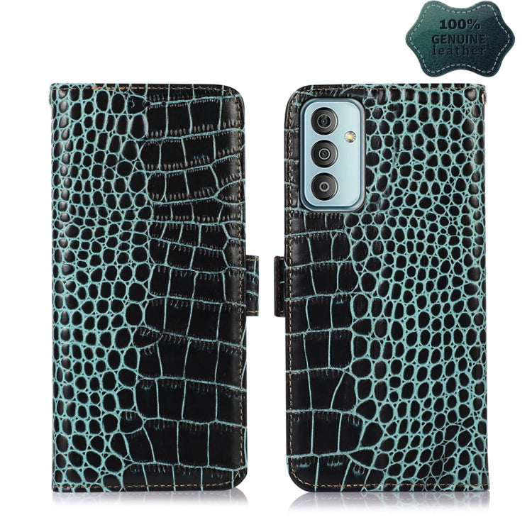 For Samsung Galaxy F23 5G / M23 Crocodile Top Layer Cowhide Leather Phone Case(Green) by buy2fix
