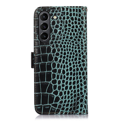 For Samsung Galaxy S21 FE 5G Crocodile Top Layer Cowhide Leather Phone Case(Green) by buy2fix