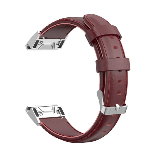 For Garmin Fenix 6S / Fenix 7S Oil Wax Calfskin Leather Watch Band(Crimson) - Watch Bands by buy2fix | Online Shopping UK | buy2fix