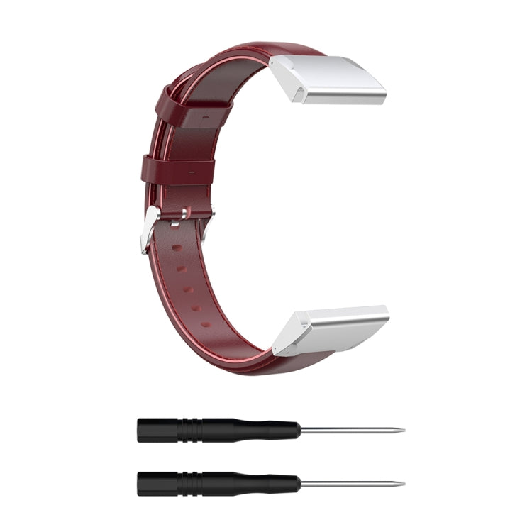 For Garmin Fenix 6S / Fenix 7S Oil Wax Calfskin Leather Watch Band(Crimson) - Watch Bands by buy2fix | Online Shopping UK | buy2fix