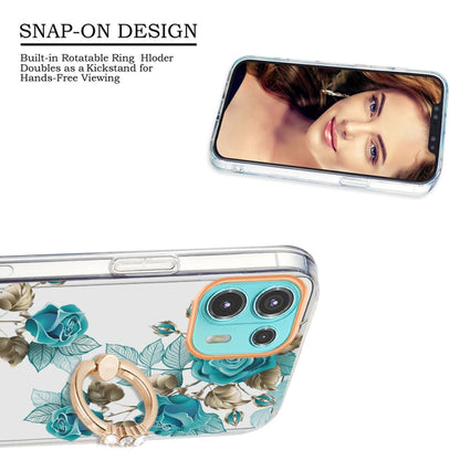 For Motorola Moto Edge 20 Lite Ring IMD Flowers TPU Phone Case(Blue Rose) - Motorola Cases by buy2fix | Online Shopping UK | buy2fix
