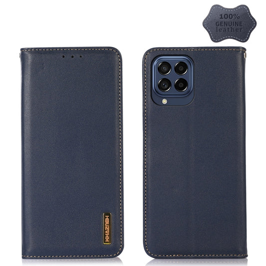 For Samsung Galaxy M53 5G KHAZNEH Nappa Top Layer Cowhide Leather Phone Case(Blue) by buy2fix