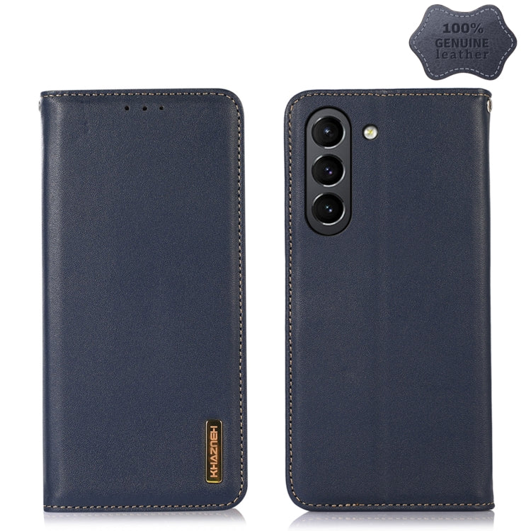 For Samsung Galaxy S21 FE 5G KHAZNEH Nappa Top Layer Cowhide Leather Phone Case(Blue) by buy2fix