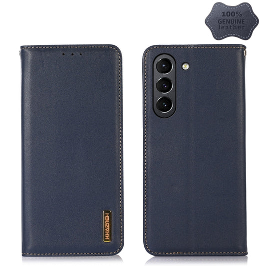 For Samsung Galaxy S21 FE 5G KHAZNEH Nappa Top Layer Cowhide Leather Phone Case(Blue) by buy2fix
