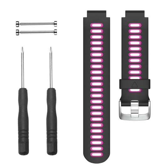 For Garmin Forerunner 735 XT Two-tone Silicone Watch Band(Black + Rose Red) - Watch Bands by buy2fix | Online Shopping UK | buy2fix