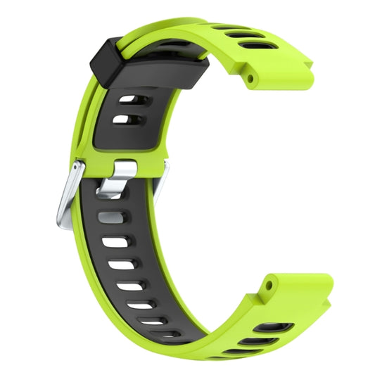 For Garmin Forerunner 735 XT Two-tone Silicone Watch Band(Lime + Black) - Watch Bands by buy2fix | Online Shopping UK | buy2fix