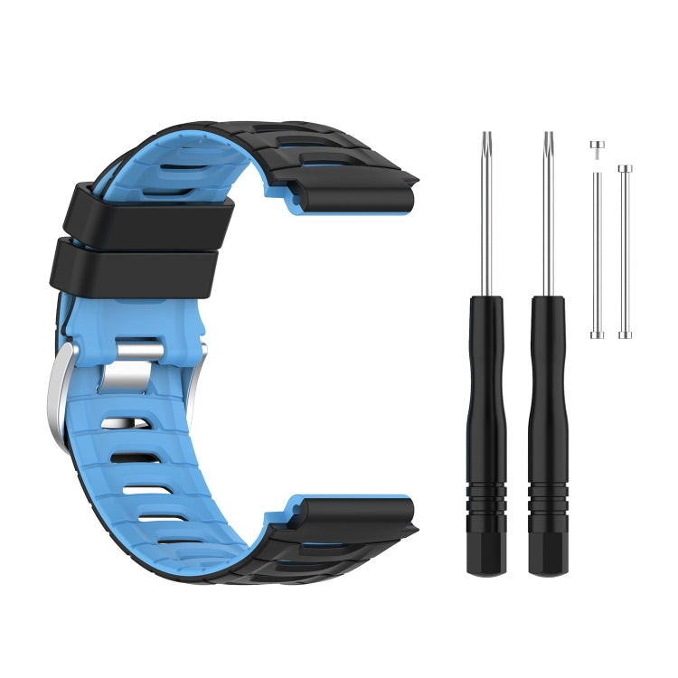 For Garmin Forerunner 920XT Two-color Steel Buckle Watch Band(Black+Blue) by buy2fix