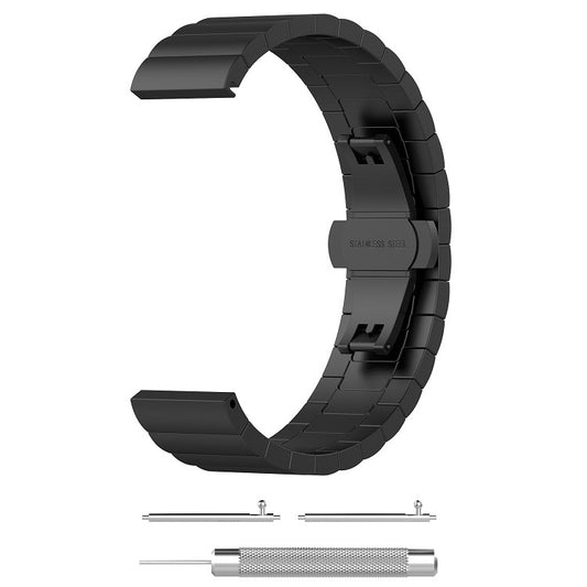 For Garmin Forerunner 245 Stainless Steel Watch Band & Butterfly Buckle(Black) - Watch Bands by buy2fix | Online Shopping UK | buy2fix