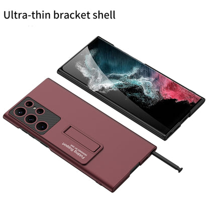 For Samsung Galaxy S22 Ultra 5G GKK Ultra-thin Shockproof Phone Case with Holder(Red) - Galaxy S22 Ultra 5G Cases by GKK | Online Shopping UK | buy2fix
