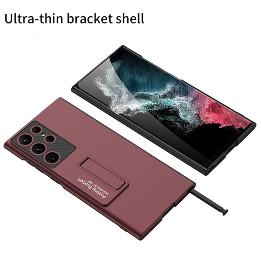 For Samsung Galaxy S22 Ultra 5G GKK Ultra-thin Shockproof Phone Case with Holder(Red) - Galaxy S22 Ultra 5G Cases by GKK | Online Shopping UK | buy2fix