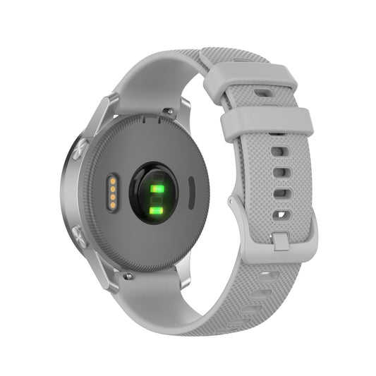 For Garmin Vivoactive 4S Small Plaid Silicone Watch Band(Gray) - Watch Bands by buy2fix | Online Shopping UK | buy2fix