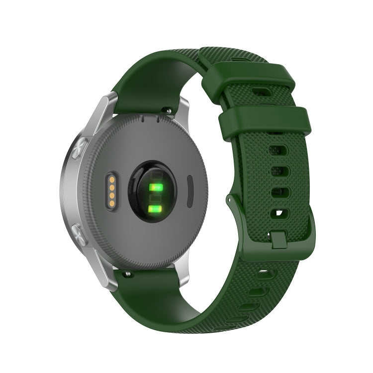 For Garmin Vivoactive 4S Small Plaid Silicone Watch Band(Army Green) - Watch Bands by buy2fix | Online Shopping UK | buy2fix