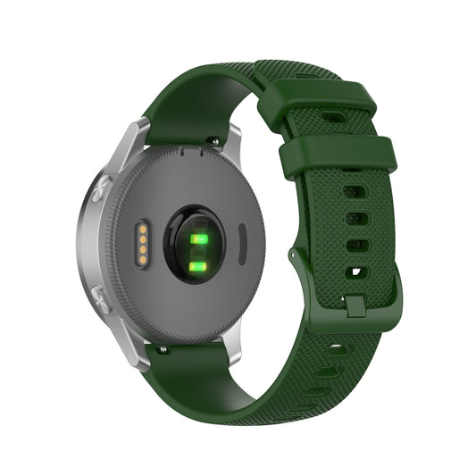 For Garmin Vivoactive 4S Small Plaid Silicone Watch Band(Army Green) - Watch Bands by buy2fix | Online Shopping UK | buy2fix