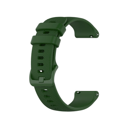 For Garmin Vivoactive 4S Small Plaid Silicone Watch Band(Army Green) - Watch Bands by buy2fix | Online Shopping UK | buy2fix