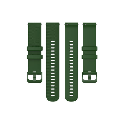 For Garmin Vivoactive 4S Small Plaid Silicone Watch Band(Army Green) - Watch Bands by buy2fix | Online Shopping UK | buy2fix