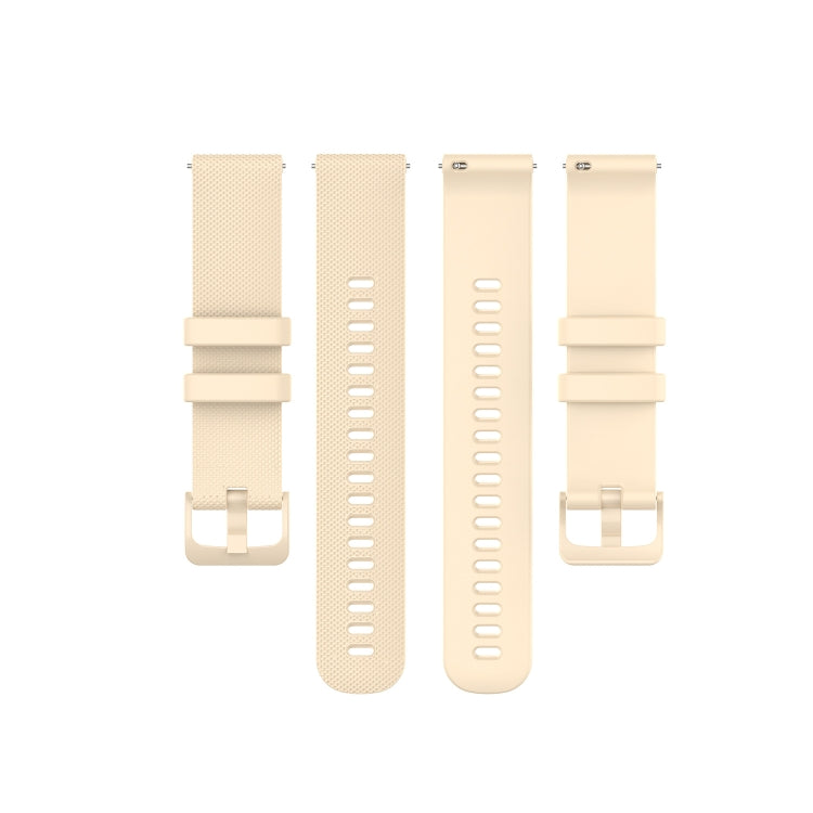 For Garmin Vivoactive 4S Small Plaid Silicone Watch Band(Beige) - Watch Bands by buy2fix | Online Shopping UK | buy2fix