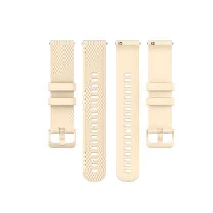 For Garmin Vivoactive 4S Small Plaid Silicone Watch Band(Beige) - Watch Bands by buy2fix | Online Shopping UK | buy2fix