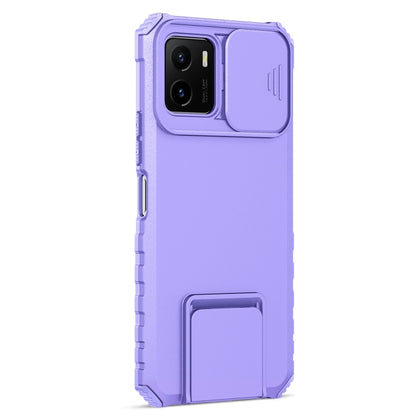 For vivo Y15s / Y15a Stereoscopic Holder Sliding Camshield Phone Case(Purple) - vivo Cases by buy2fix | Online Shopping UK | buy2fix