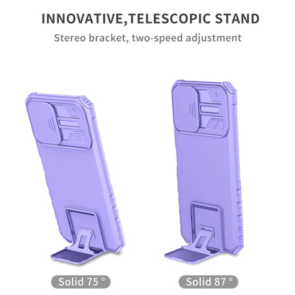 For vivo Y15s / Y15a Stereoscopic Holder Sliding Camshield Phone Case(Purple) - vivo Cases by buy2fix | Online Shopping UK | buy2fix