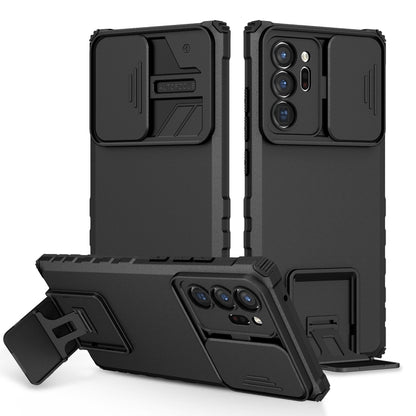 For Samsung Galaxy Note20 Ultra Stereoscopic Holder Sliding Camshield Phone Case(Black) by buy2fix