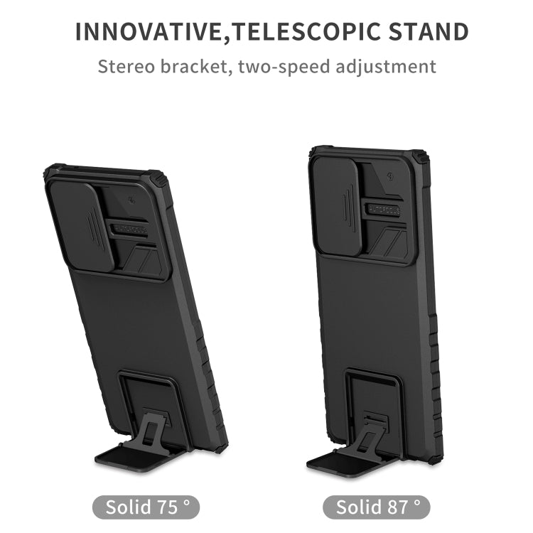 For Samsung Galaxy Note20 Ultra Stereoscopic Holder Sliding Camshield Phone Case(Black) by buy2fix