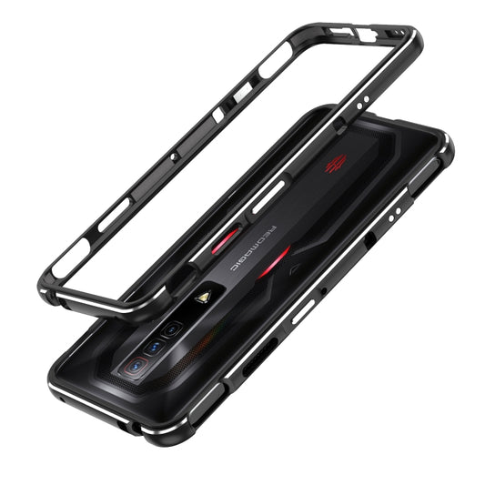 For ZTE nubia Red Magic 7 Aurora Series Metal Frame Phone Case(Black Silver) - ZTE Cases by buy2fix | Online Shopping UK | buy2fix