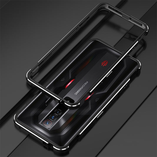 For ZTE nubia Red Magic 7 Aurora Series Metal Frame Phone Case(Black Silver) - ZTE Cases by buy2fix | Online Shopping UK | buy2fix