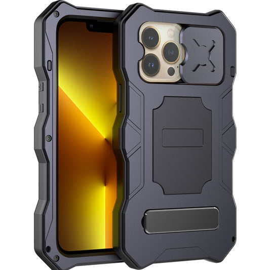 For iPhone 13 Pro Max Metal + Silicone Sliding Camshield Holder Phone Case (Black) - iPhone 13 Pro Max Cases by buy2fix | Online Shopping UK | buy2fix