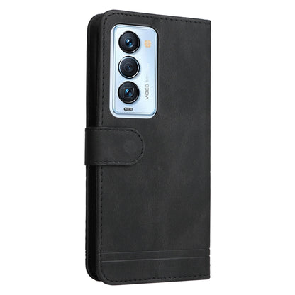 For Tecno Camon 18 Premier Skin Feel Life Tree Metal Button Leather Phone Case(Black) by buy2fix