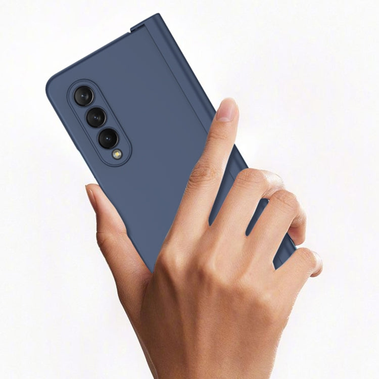 For Samsung Galaxy Z Fold3 5G Pen Slot Oil-sprayed PC+Tempered Film Phone Case(Blue) - Galaxy Phone Cases by buy2fix | Online Shopping UK | buy2fix