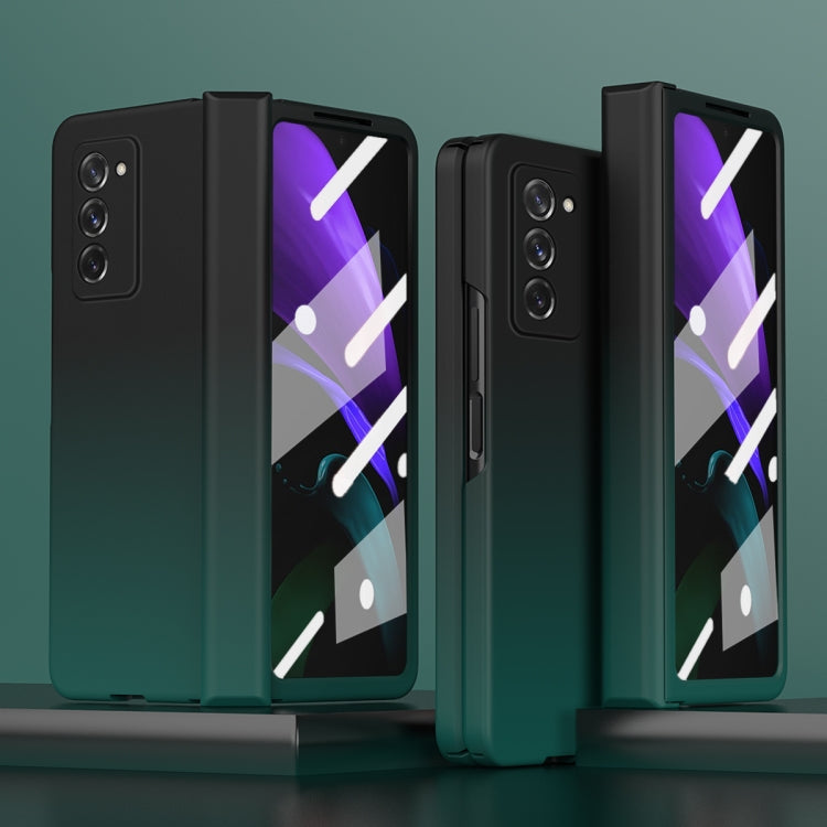 For Samsung Galaxy Z Fold2 5G Colorful Gradient Tempered Film Integrated Phone Case(Cyan) by buy2fix