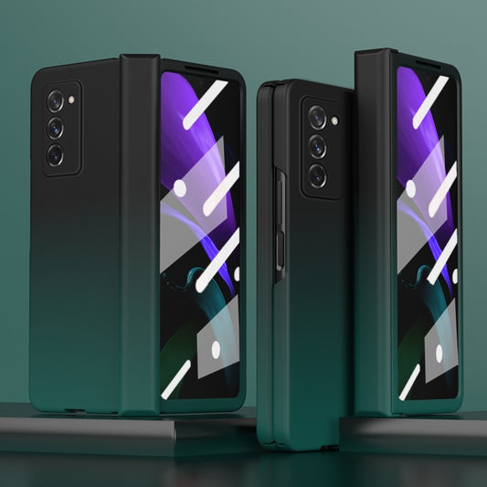 For Samsung Galaxy Z Fold2 5G Colorful Gradient Tempered Film Integrated Phone Case(Cyan) by buy2fix