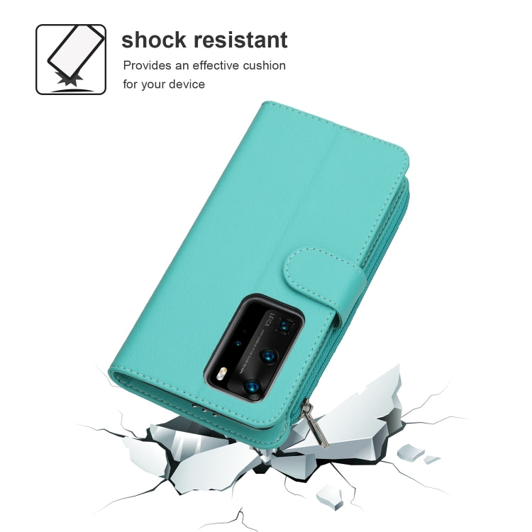 For Huawei P40 Pro / P40 Pro+ Microfiber Zipper Horizontal Flip Leather Case(Green) - Huawei Cases by buy2fix | Online Shopping UK | buy2fix